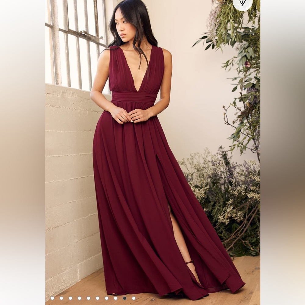 Lulus Heavenly Hues Burgundy Maxi Sleeveless Dress Wedding Party Formal NWT - Picture 3 of 10